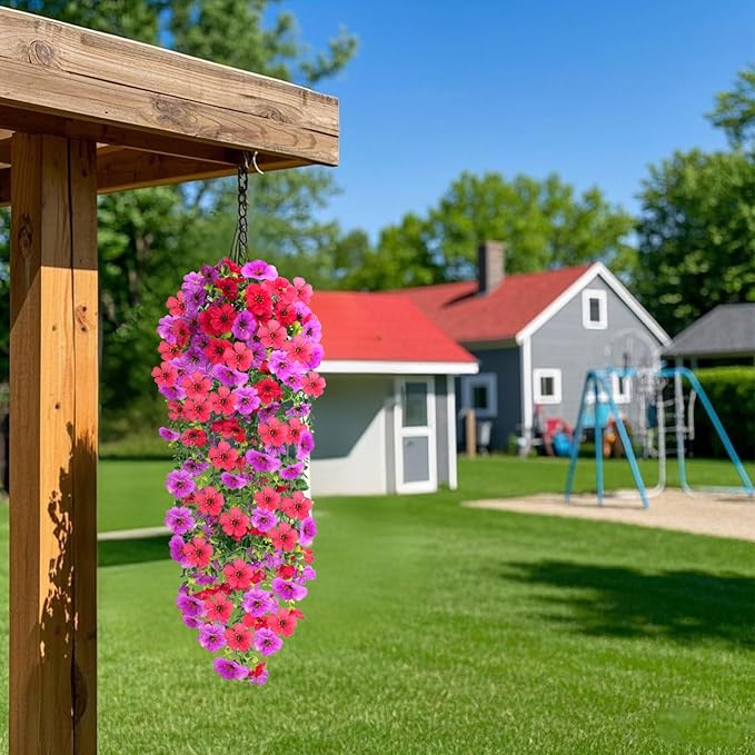2PCS Artificial Hanging Flowers, 132 Violet and Eucalyptus Vines Fake Hanging Plants for Wall Home Room Garden Artificial Flowers for Decoration