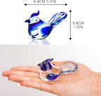 HDCRYSTALGIFTS 3.5inch Mini Blown Glass Bird Figurines Collectibles Handmade Glass Miniature Blue Jay Statue Ornament Home Table Decor Crystal Animal Paperweight Gift for Mom Women
