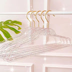Pink Clothes Hangers 16", 40 Pack Plastic Clear Coat Hanger for Adult Closet, Durable Bling Ganchos de Ropa with Swivel Hook, Notched Shoulders & Ultra-Thin Space Saving Laundry Hanger for Dress Suits