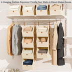 DIMJ Hanging Closet Organizer - 4 Tier Collapsible Hanging Shelves with Hooks Zipper, Fabric Clothes Organizer, Space-Saving Storage Bin Basket for RV, Bedroom, Laundry Organization