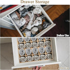 Angoily Socks Organizer Storage Box, Drawer Organizer with 20 Compartments for Underwear and Sundries, Stackable Drawer Container in Original Wooden Color 13.38 X 10.62 X 1.96 in