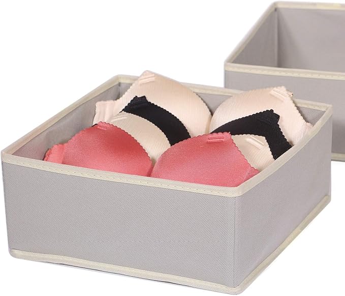 DIOMMELL Foldable Cloth Storage Box Closet Dresser Drawer Organizer Fabric Baskets Bins Containers Divider for Clothes Underwear Bras Socks Clothing,Set of 9 Grey 900
