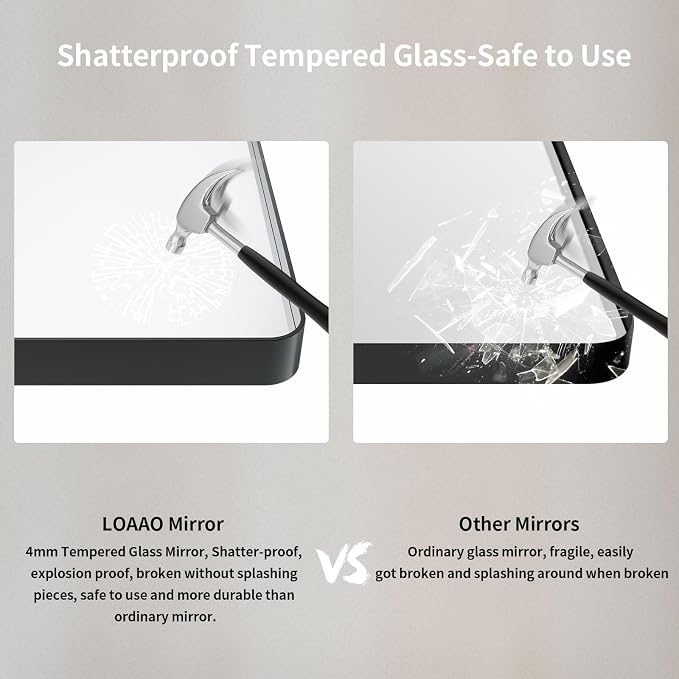 LOAAO 60X40 Inch Black Metal Framed Bathroom Mirror for Wall, Matte Black Bathroom Vanity Mirror Farmhouse, Large Rounded Rectangle Mirror, Anti-Rust, Tempered Glass, Hangs Horizontally or Vertically