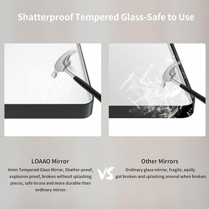 LOAAO 32x36 Inch Black Metal Framed Bathroom Mirror for Wall, Matte Black Bathroom Vanity Mirror Farmhouse, Large Rounded Rectangle Mirror, Anti-Rust, Tempered Glass, Hangs Horizontally or Vertically