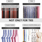 2Pack Tie Rack Wall Mounted, Wooden Belt Hanger Tie Organizer for Closet with 28 Folding Hooks, Space Saving Tie Holder and Belt Rack for Closet Wall Mount, Black
