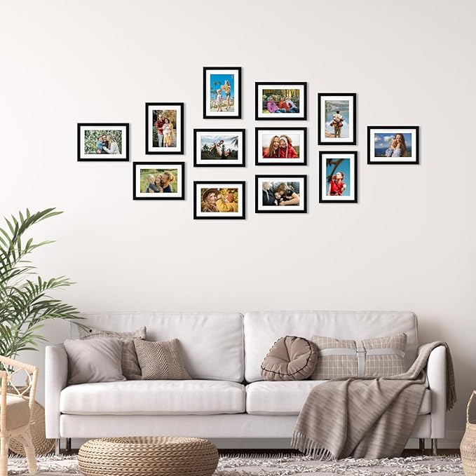 Rempry 5x7 Picture Frame, Display Pictures 4x6 with Mat or 5x7 Without Mat, Wall Hanging or Tabletop Photo Frame with Shatter Resistant Plexiglass, Black, 1 Pack