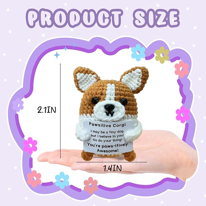 Positive Emotional Support Corgi, Funny Handmade Crochet Corgi for Brother, Valentine's Day Gift