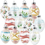 Lillian Vernon Hand Painted Blown Glass Easter Ornaments - Handcrafted Hanging Tree Decorations, Easter Egg Holiday & Party Decor, 2 in, Assorted, 12-Piece Set