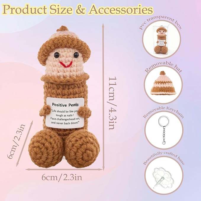 Emotional Support Plush with Removable Hats - Funny Stress Relief Gift for Men and Women Friends , Colleagues, Cute Crochet Office Decor for Office and Home, Unique Birthday Valentine‘s Day Gag Gift