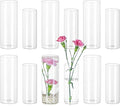 Glasseam Glass Cylinder Vase in Bulk: 12pcs Clear Small Bud Flower Vases for Centerpieces - Modern Hurricane Pillar or Floating Candle Holder for Wedding Party Table Living Room Home Decor, Tall 6"+7"