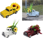 Vintage Truck with Artificial Flowers Farmhouses Tiered Tray Decors Table Centerpieces Minis Diecast Trucks Decorations Farm Pickup with Flower