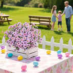 Artificial Flowers Outdoor UV Resistant Fake Plants,12 Bundles Silk Daisy in Pots for Porch Patio Garden, Faux Potted Home Decor for Outside (Pink)