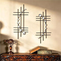 ZEXUIRU 2 Pcs Abstract Metal Art for Wall Decor Living Room Bedroom Bathroom Office Metal Bling Modern Geometric Hanging Vertical Small Iron Sculpture Plaque Pack -Black 24in