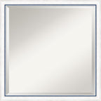 Amanti Art White Wall Mirror 22x22 Morgan White Blue Square Bathroom Mirror for Wall Decor Living Room, Medium Modern Wood Frame, Hangs Horizonally and Vertically, Bathroom Decor, Beveled Edge