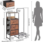 44 '' Tall Garment Rack with 3 Fabric Drawers, 4-Tier Clothing Rack, Coat Hanger with Shoe Shelf & Shelves for Small Spaces, Rustic Brown YD-TM081H