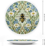 Home Decorations Plates Ceramic, William Morris Flowers And Bees Customize Christmas Gifts Ceramic Dinner Plates for Art Decoration Table Festival Decor, with 1 Display Stand
