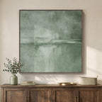 Large Framed Green Abstract Wall Art, Modern Minimalist Sage Green Canvas Prints Artwork for Walls, Contemporary Square Pictures for Living Room Bedroom Dining Room Hallway Office Wall Decor, 36x36 In
