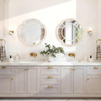 White Irregular Mirror, Wall Mounted Wavy Circle Mirror Wood Frame Round Hanging Decorative Mirros for Entryway Living Room Vanity and Bedroom, 20 Inch Home Decor