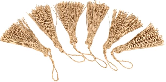 Rustic Style Natural Burlap Tassels for Crafts 6 Pieces Bracelet Necklace Home Decoration