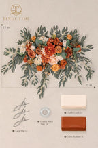 TINGE TIME Artificial Sweetheart Flower Swag with Tablecloth and Table Runner, Pack of 3 Floral Arrangement for Autumn Wedding Sweetheart Table Centerpiece Fall Decoration (Terracotta)