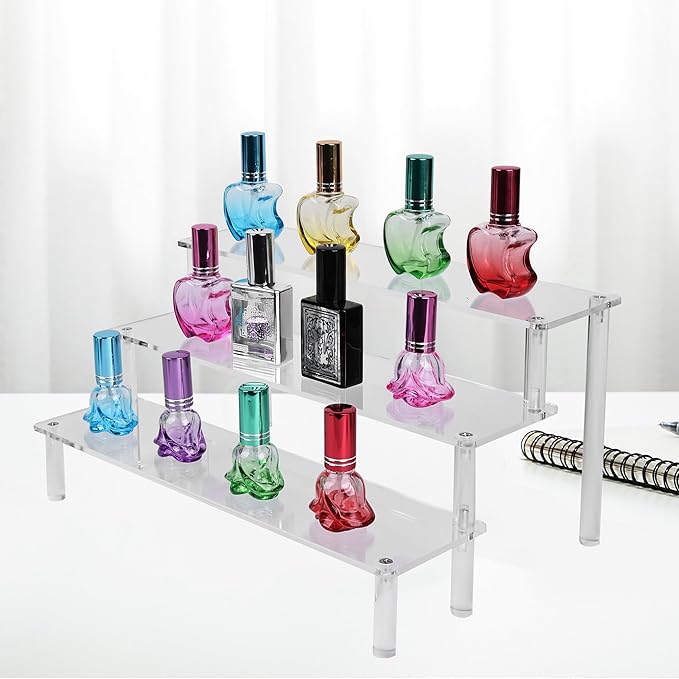 Acrylic Display Risers,Clear Risers Perfume Organizer Stand, 3 Tiered Cupcake Shelf Stand Holder,9 Inch,DIY