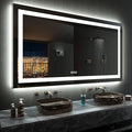 LOAAO 60”X30“ RGB LED Bathroom Mirror with Lights for Bathroom, Anti-Fog, Dimmable，Multiple Light Modes, RGB Backlit + Front Light, Memory Function, Tempered Glass