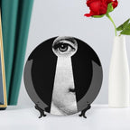 Lina Cavalieri Plate, Wall Decorative Plate, Mysterious Face Plate Wall Hanging Decoration,Including Bracket and Special Spring Hook, 8inch, Style2