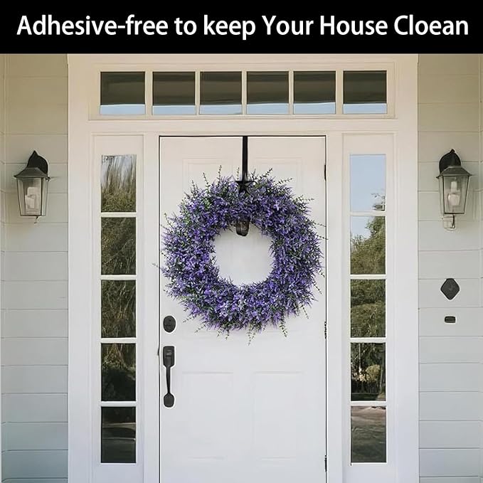3 Pcs 15 Inch Wreath Hanger for Front Door Star Pattern Garland Hanger Over The Door Metal Door Wreath Decoration Hanger Hook for Various Festive Wreaths Hanging Towels Coats Etc (Black)