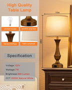 Seealle Upgraded Touch Lamps for Night Stands Set of 2 - Bedside Lamps with USB C+A, 3 Way Dimmable for Bedroom Living Room End Tables Office (Brown&Oat)