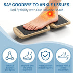Ankle Balance Board for Plantar Fasciitis & Achilles - Wooden Single Leg Foot Strengthener & Stability Trainer for Office Desk, Rehab & Runners - 16-Exercise Guide & Bag