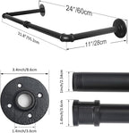 WEBI Clothing Rack Wall Mount,24" Industrial Pipe Clothes Rack for Hanging Clothes,Heavy Duty Iron Garment Rack Bar,Retail Display Clothes Rod for Closet,Laundry Room,Black
