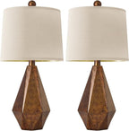 PoKat 20.25" Golden Brown Table Lamps Set of 2 for Night Stands, Vintage Bedroom Lamps for Bedroom Living Room, Retro Bedside Lamps for End Table, Suitable for Small Place, Golden Brown