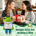 Positive Frog Figurine - 4.9" Tall Hand-Painted Resin Indoor Office Desk Decoration with Cute Motivational Sign, Funny Gift for Women Friends Bestie BFF Bestfriend Coworkers