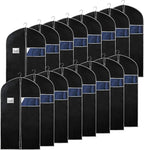 Syeeiex 40"Suit Bag, Set of 16 Garment Bags for Hanging Clothes, Suit Covers Bags for Men or Women, Garment Bags for Storage Suits, Shirts,T-shirts and Jackets on Closet(Black/Grey)