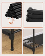 Clothes Rack, Portable Closet, 54.3 Inch Large Capacity Wardrobe Closet, Clothes Storage Organizer with Shelves and 2 Hanging Rods, Easy to Assembly, Black PCT002B01
