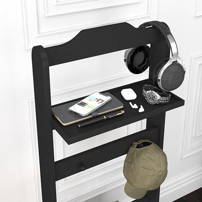 Mens Valet Stand, Wooden Clothes Valet Stand with Tray, Freestanding Suit Rack for Bedroom, Entryway, Living room, Office