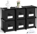 Geelin 6 Cube Storage Organizer with Fabric Bins and Labels 11 Inch, Fabric Collapsible Cubby Clothes Storage Drawer Dresser for Bedroom Living Room Office Organization