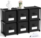 Geelin 6 Cube Storage Organizer with Fabric Bins and Labels 11 Inch, Fabric Collapsible Cubby Clothes Storage Drawer Dresser for Bedroom Living Room Office Organization