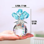 Crystal Light Blue Rose Flower Collectible Figurine, Rose Bouquet Floral Wedding Romantic Gifts for Wife, Mom, Women on Mother's Day, Valentine's, Anniversary, Christmas