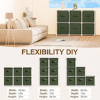 6 Cube Storage Organizer with Shelf Back to School Boxes 11 Inch Toy Storage Bins Closet Organizers Drawers Fabric Dresser for Playroom Books Bedroom Dorm Kitchen (Dark Green)