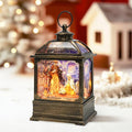 Christmas Snow Globe Lantern with Nativity Music Songs & 6H Timer Water Snow Globe Lantern USB & Battery Operated for Christmas Festival Decorations Gifts (Nativity)