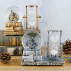LED MusicCrystal Snow Globe， Sand Timer ，Hourglass,Home Decor,Table Decor for Living Room ，Office Desk Decorations[ Silver Ferris Wheel ]