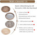 Hanobe Wood Decorative Tray：Set of 2 Round Unfinished Wooden Craft Trays DIY Ottoman Serving Tray Centerpiece Candle Holder Trays for Kitchen Countertop Crafts Art Home Decor Montessori Activity
