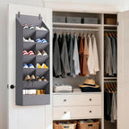 Lifewit 6 Tier Over the Door Shoe Organizer with 11 Large Deep Pockets, Fabric Hanging Shoes Shelf for Closet, Dorm Storage, Fit Up to 12 Pair Shoe Rack Holder for Sneakers, Boots, Gray