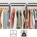 LOKEME Portable Closet, Wardrobe Closet with 3 Hanging Rods and 6 Storage Shelves and 4 Side Pockets, Gray Portable Closets for Hanging Clothes Easy to Assemble and Strong and Stable