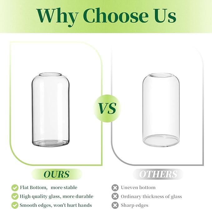 Glass Bud Vases for Flowers - Hewory Blown Modern Small Glass Vases for Centerpieces Set of 3, Mini Clear Bulk Flower Vases for Wedding Party Events Home Decor Floral Arrangements (Not Include Flower)