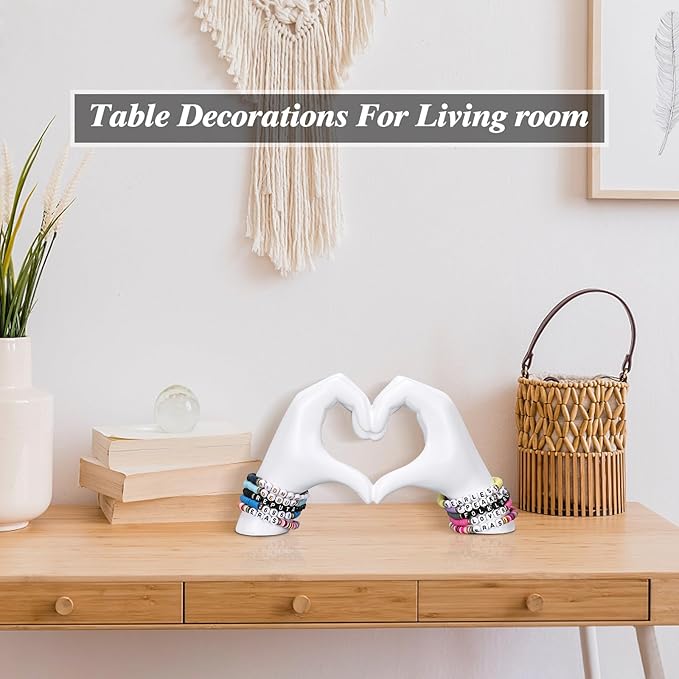 DOVDOV Hand Heart Decorative Statue, White Heart Decoration, Modern Art Home Decoration for Room Coffee Table Office Shelf on Entryway Entrance Tabletop Decoration and Ornament.