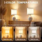 Dawnwake 18.5" Table Lamps Set of 2 for Living Room Bedroom, Bedside Lamps for Night Stands, Modern Linen White Ceramic Lamps