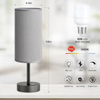 Dicoool Small Touch Bedside Lamp with USB - 3 Way Dimmable Grey Table Lamp for Bedroom, Nightstand Lamp with Charging Station for Desk Dorm, Office