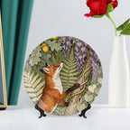 Art Nouveau William Morris Flowers And Foxes Vintage Plates of 6", 7", 8", 10", Custom Christmas Bone China Decorative Plate, Custom Gifts, Office Festival Decorations Household, with Display Stand